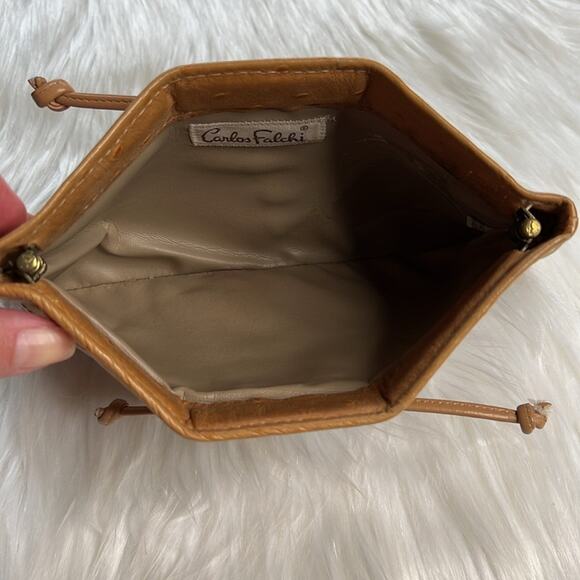 Carlos Falchi Vintage Tan Leather Patchwork Clutch - Picture 3 of 6